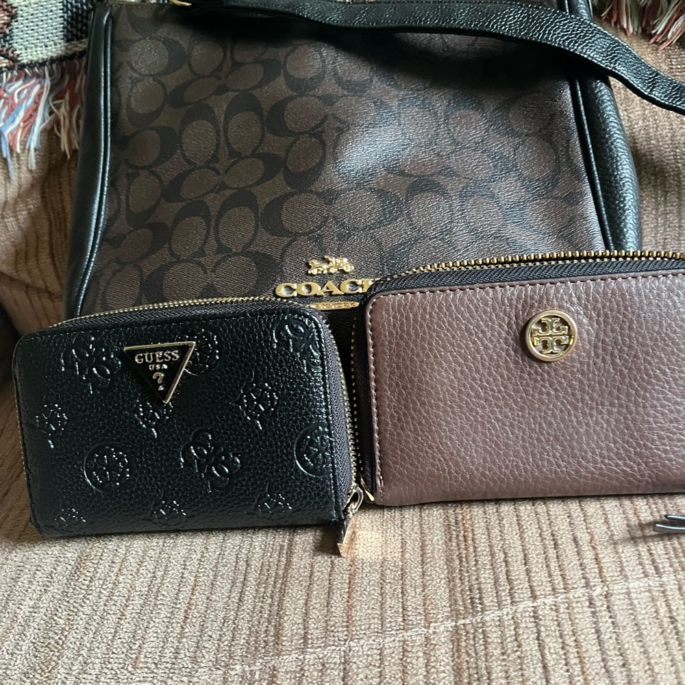 Coach Brown Signature Logo Crossbody Bag with Gold Hardware